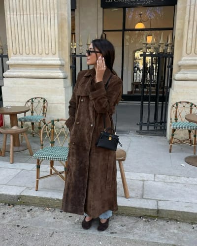 Customer photo review of Molly faux suede Trenchcoat