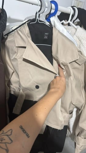 Customer photo review of Blair Cropped Trenchcoat