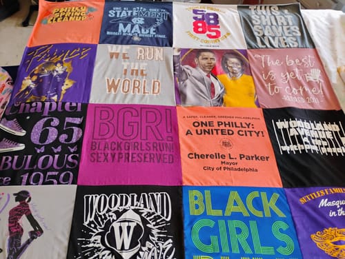 T-shirt quilt from woodland, chapter college by Sharon from PA
