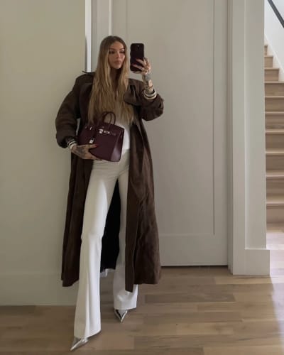 Customer photo review of Molly faux suede Trenchcoat
