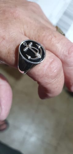 Customer photo review of Anchor Onyx Signet Ring in Sterling Silver