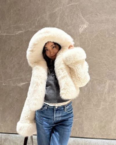Customer photo review of Henna Faux Fur Jacket