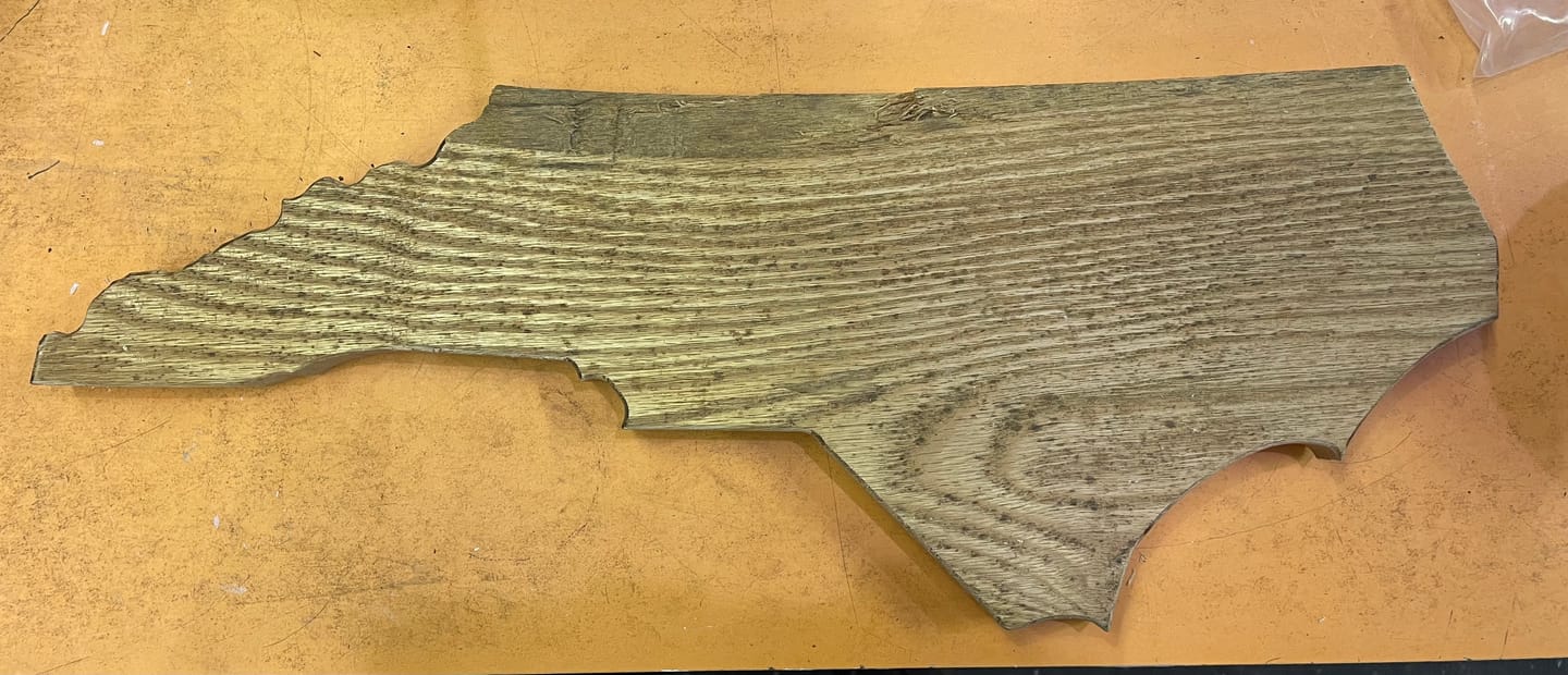 Customer photo review of 18.0x7.0" State Of North Carolina Acrylic Router Template