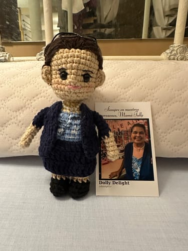 Customer photo review of Dolly® Personalized Crochet Doll with Photo Card