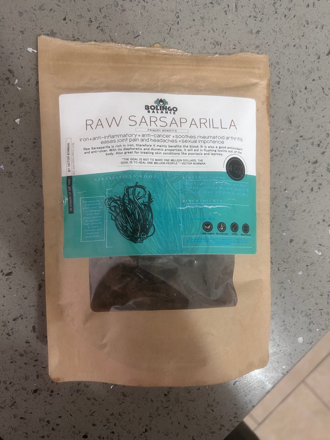 Customer photo review of RAW SARSAPARILLA