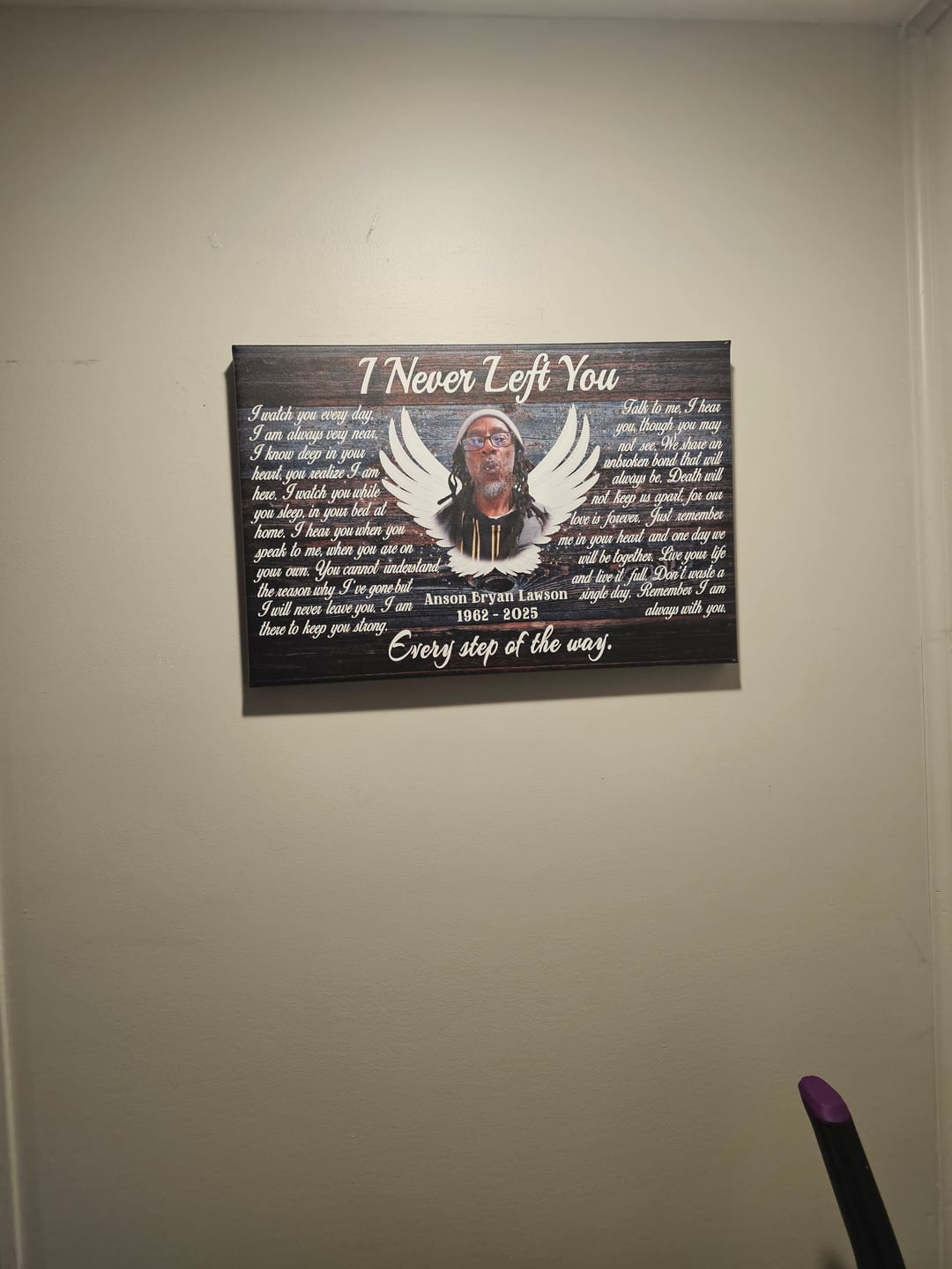 Customer photo review of Personalized Canvas Prints, Custom Photo, Memorial Gifts, Sympathy Gifts, Angel Wings I Never Left You Love Dem Canvas