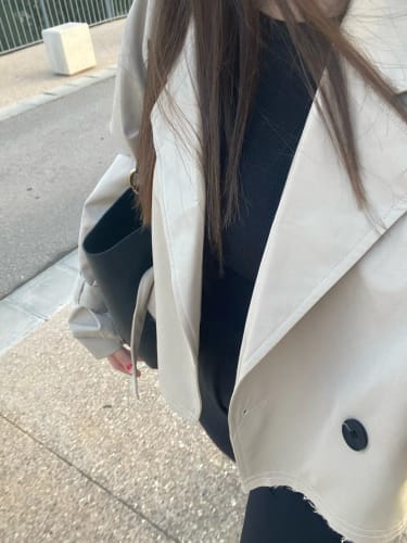 Customer photo review of Blair Cropped Trenchcoat