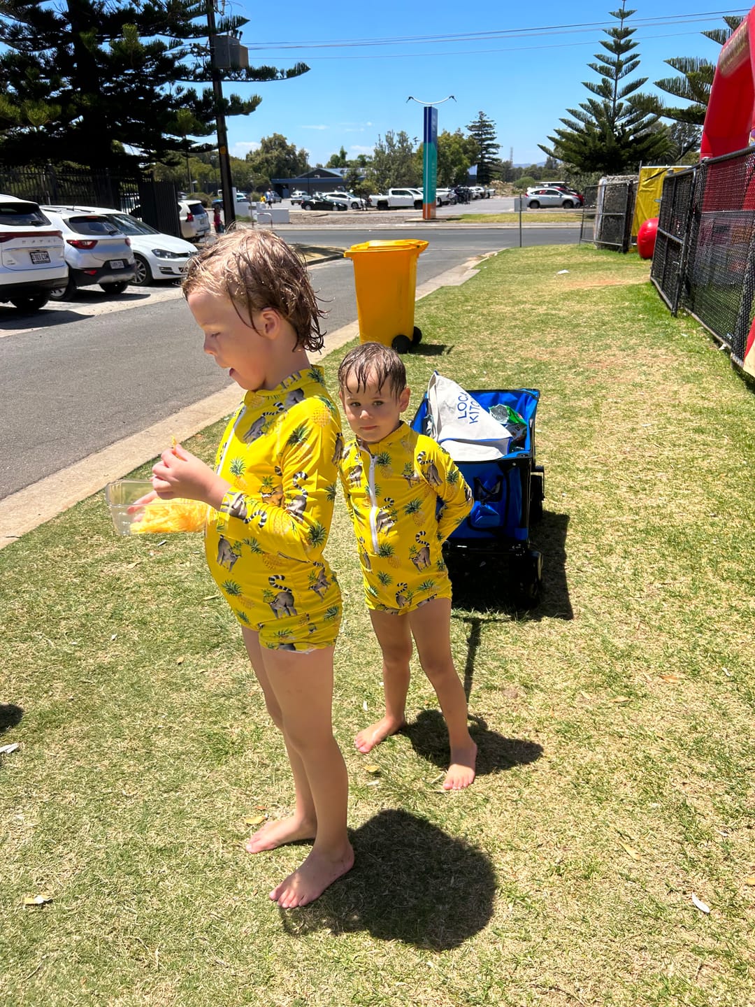 Customer photo review of Pineapple Lemurs Unisex Long Sleeve Zip Swimmers
