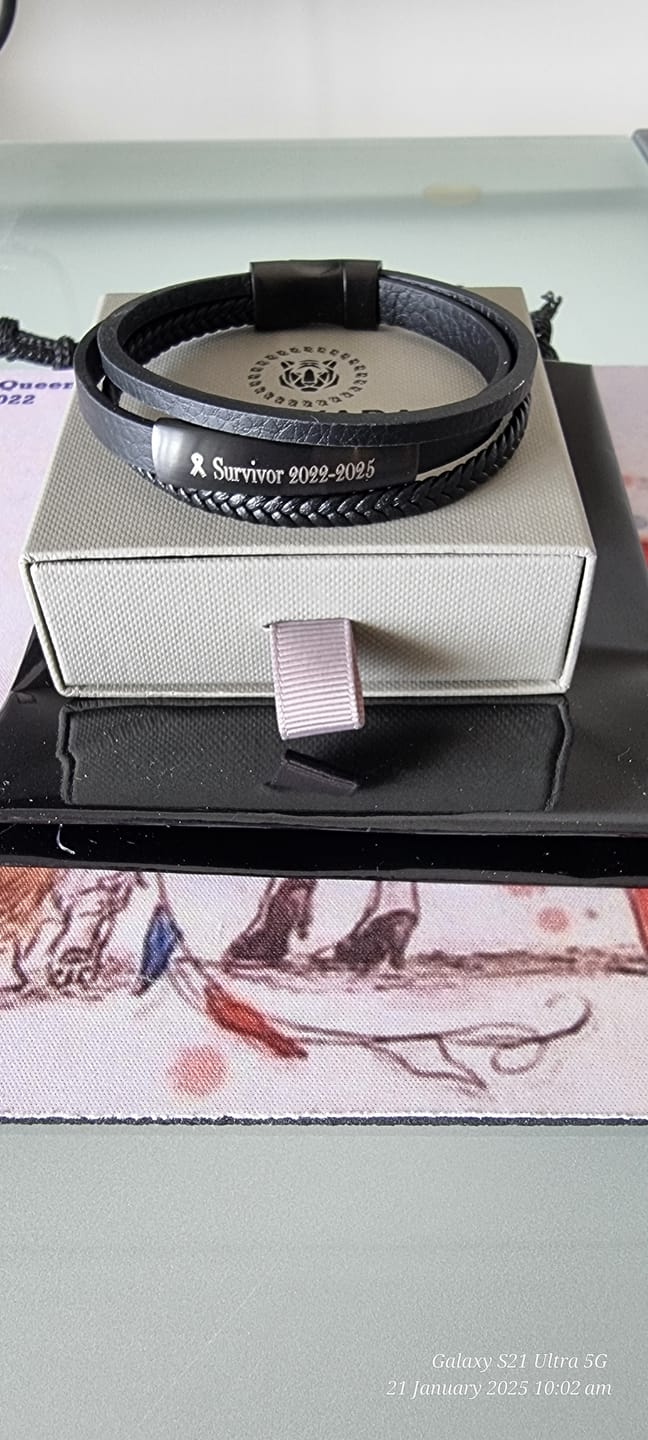 Customer photo review of Personalised Three Layered Leather Bracelet