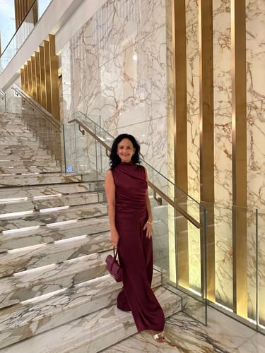undefined review of Allegra Draped Satin Top | Burgundy image 1 out of 1