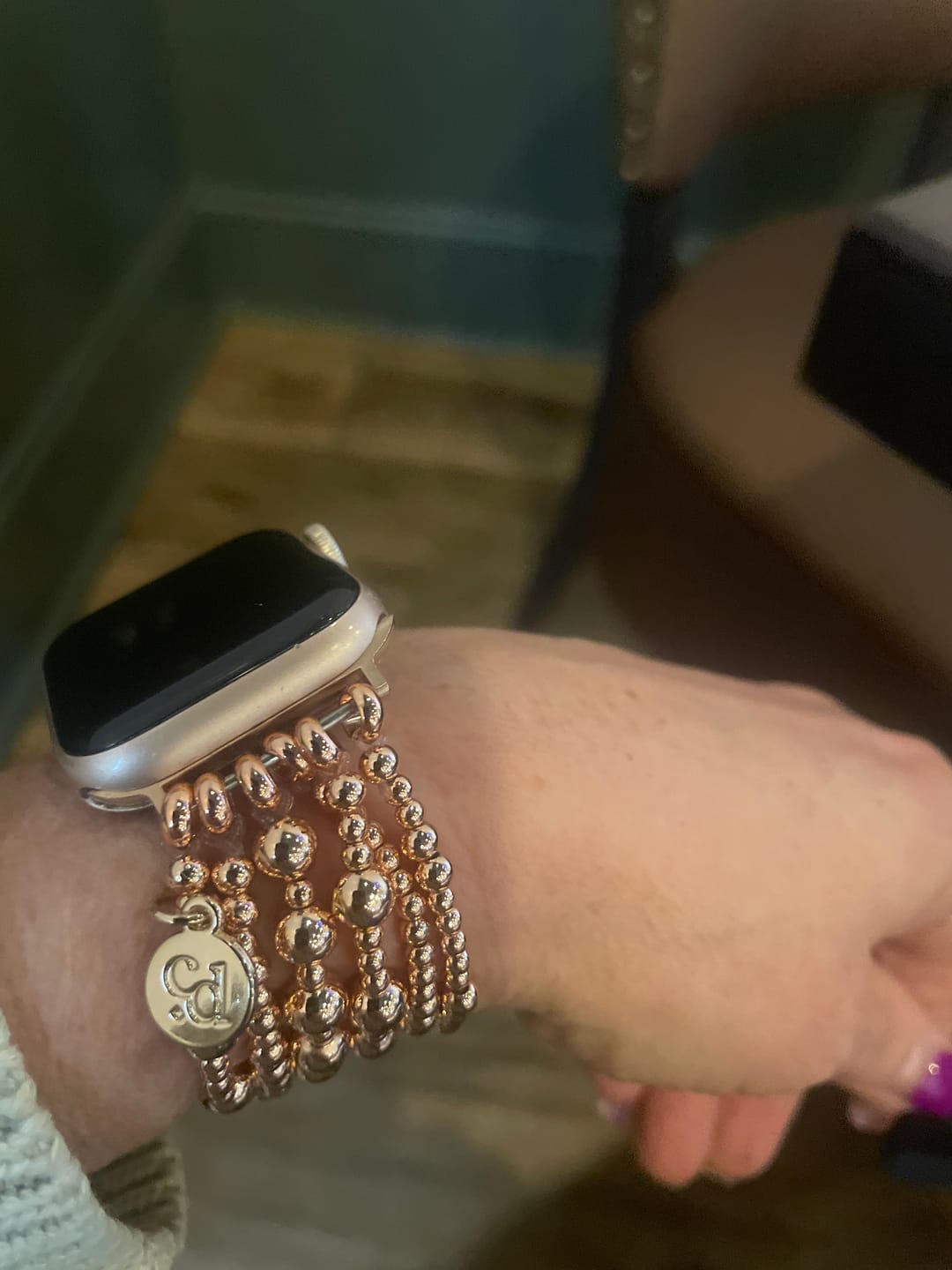 Customer photo review of Rose Gold Serenity Apple Watch Strap