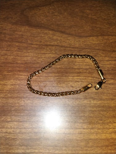 Customer photo review of 4mm 14K Gold IP Wheat Bracelet