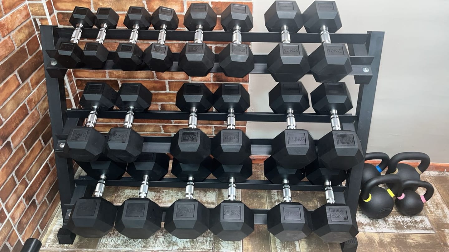 Customer photo review of Pack IRONSIDE Mancuernas Hexagonales (KG) + Rack de Almacenamiento