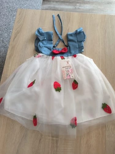Customer photo review of Mesh Denim Strawberry Dress