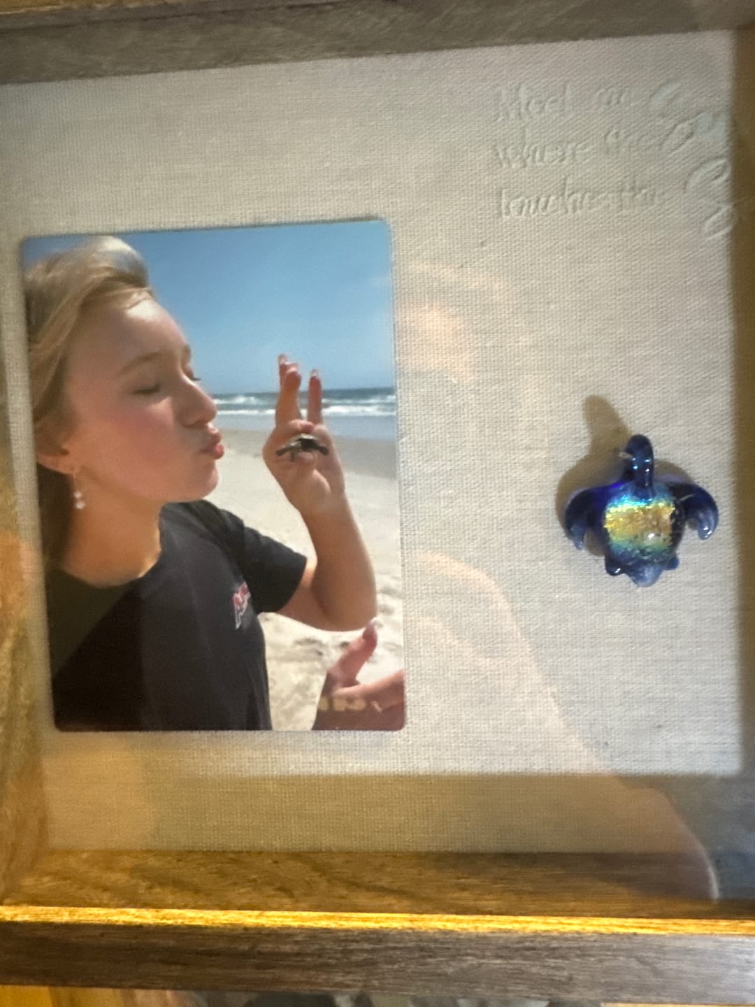 Customer photo review of Dichroic Turtle Pendant with Infused Cremation Ashes