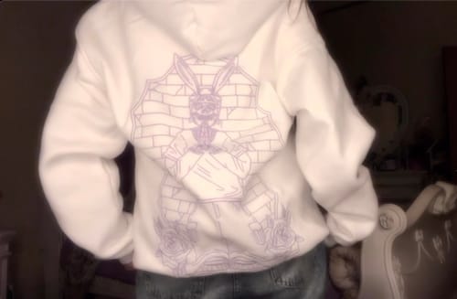 Customer photo review of Praying Rabbit Hoodie (White/Lavender)