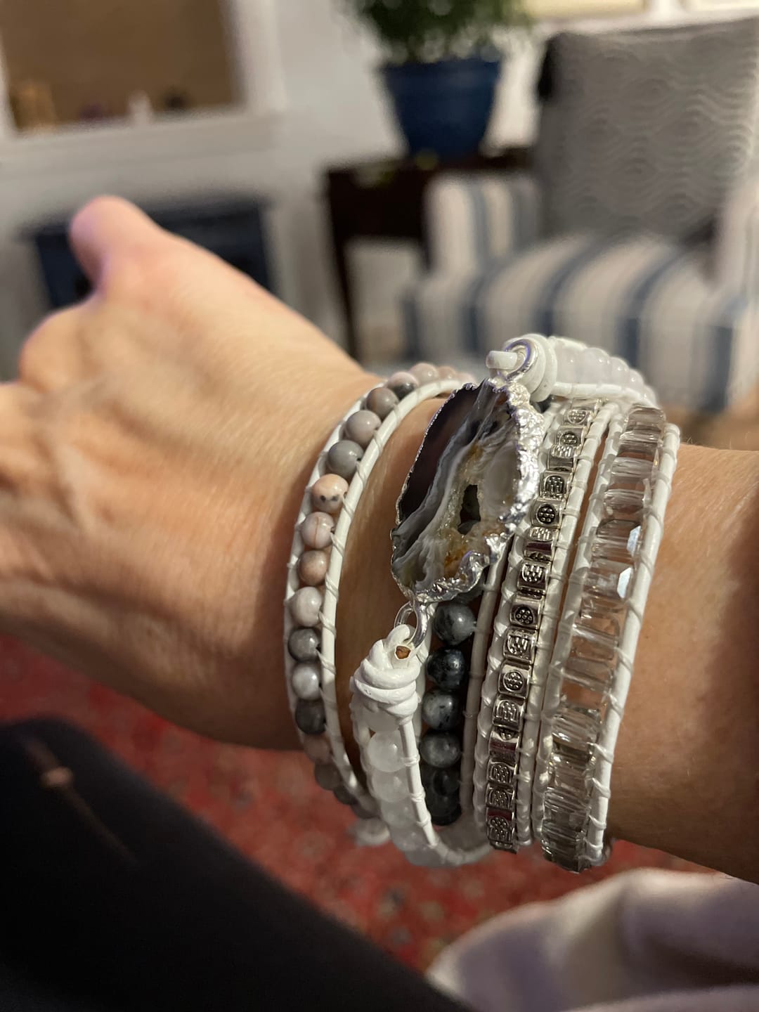 Customer photo review of Magical White Labradorite & Druzy Bracelet