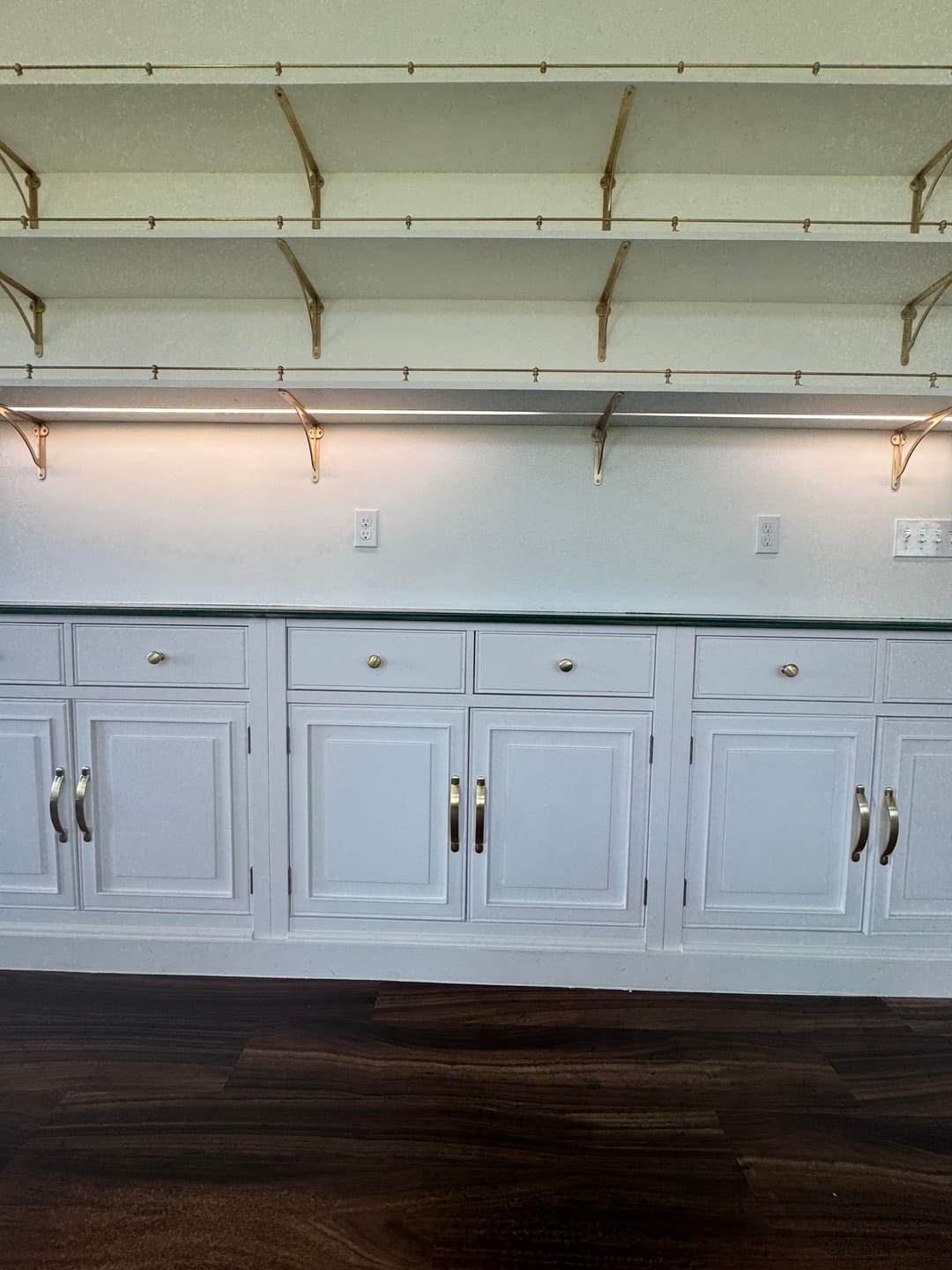 Customer photo review of Monmouth Brushed Satin Brass Cupboard Handles