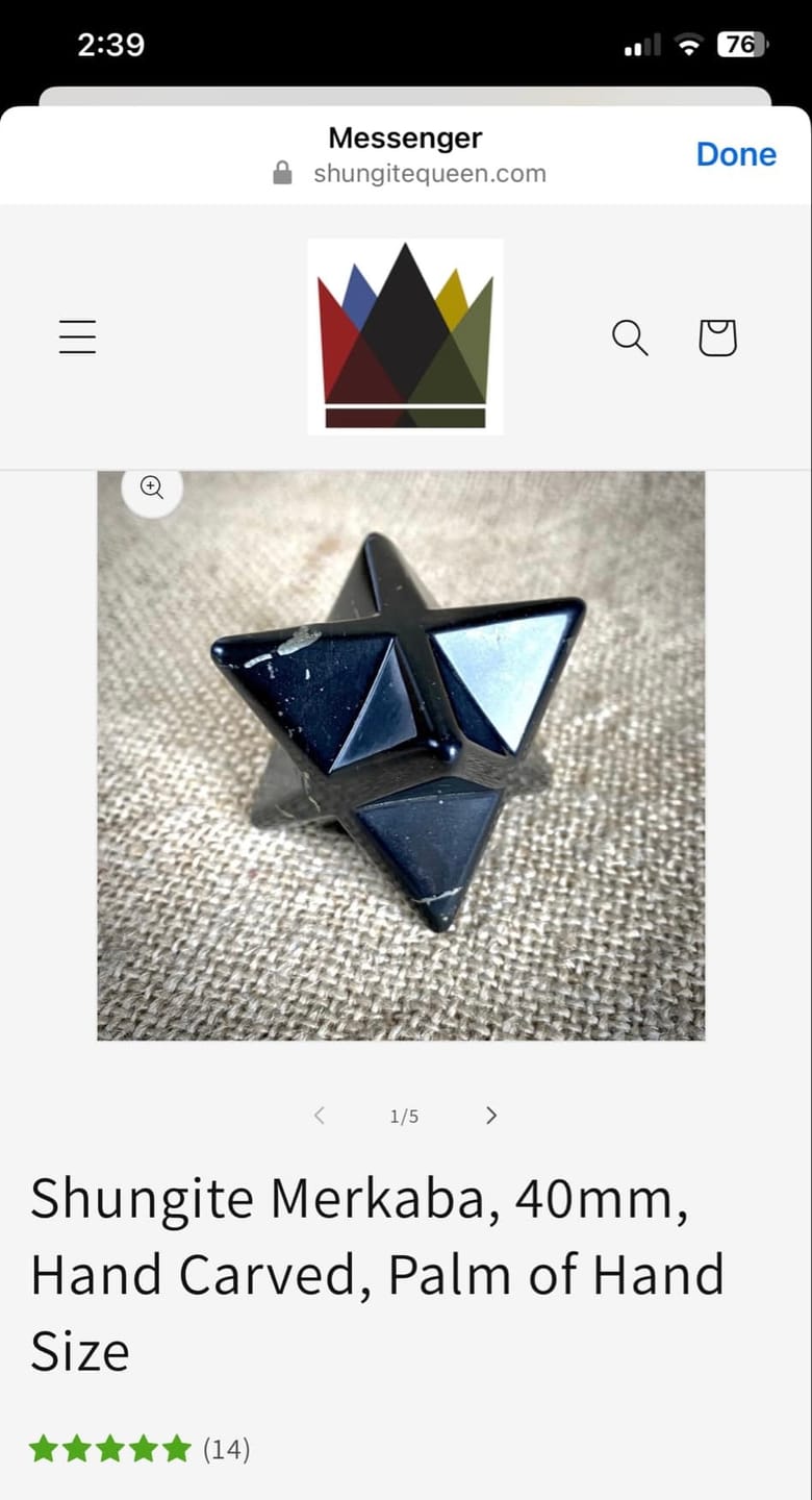 Customer photo review of Shungite Merkaba |40mm, Palm of Hand Size
