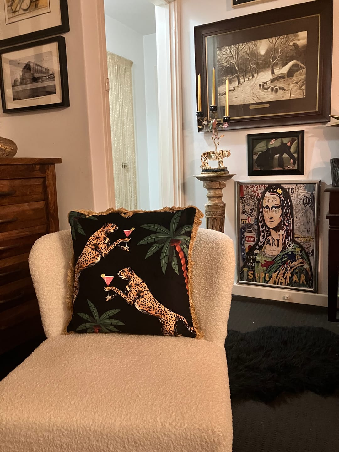 Customer photo review of Cocktail Leopards Cushion