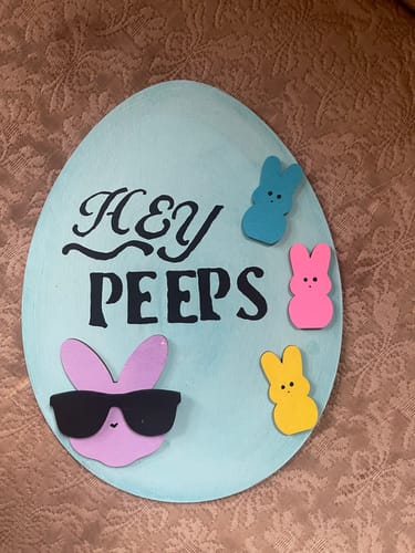 Customer photo review of Unfinished Wood Easter Bunny Marshmallow Cutout - Craft- up to 24" DIY