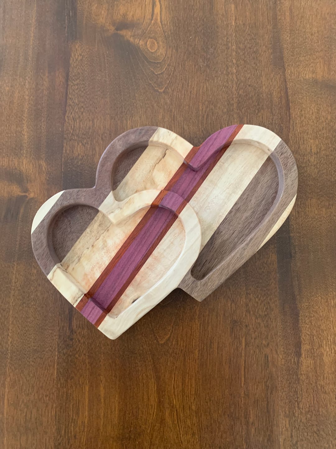 Customer photo review of 10.4x8.2" Nested Double Heart Tray 08 Acrylic Router Template