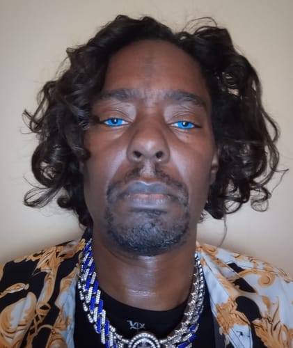 Customer photo review of Halloween Blueout Prescription Colored Contact Lenses