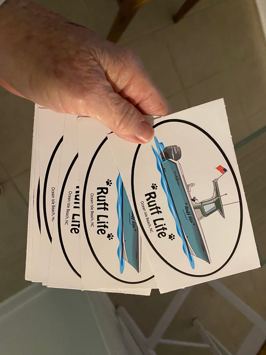 Customer photo review of Custom Oval Boat Stickers