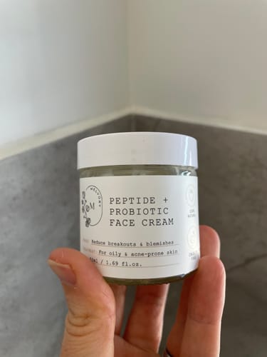 Customer photo review of Peptide + Probiotic Face Cream (New and Improved)