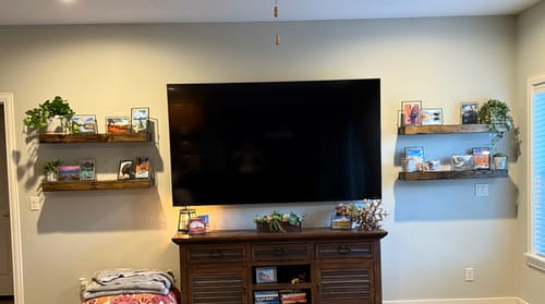 Customer photo review of Distressed 3" Thick Floating Shelves