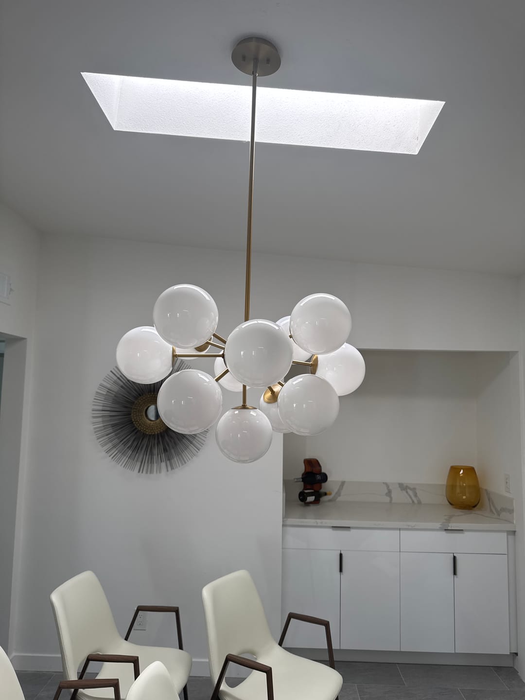 Customer photo review of Shine Lustre Opal Glass Bubble Sputnik Semi Flush Chandelier