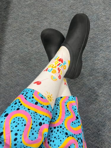 Customer photo review of Everything Will Be Okay Bamboo Compression Socks