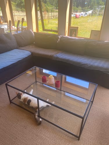 Customer photo review of Mesa de centro Rectangular 120 NEGRA dos niveles GLASS