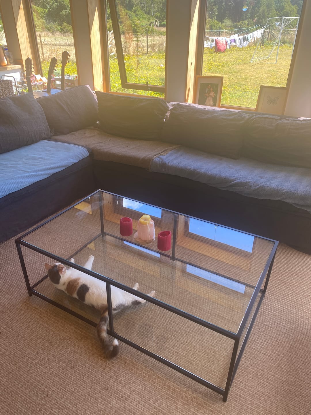 Customer photo review of Mesa de centro Rectangular 120 NEGRA dos niveles GLASS