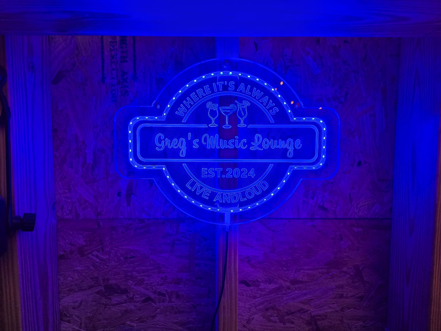 Customer photo review of Personalized LED Color Changing Acrylic Three Glasses Bar Sign