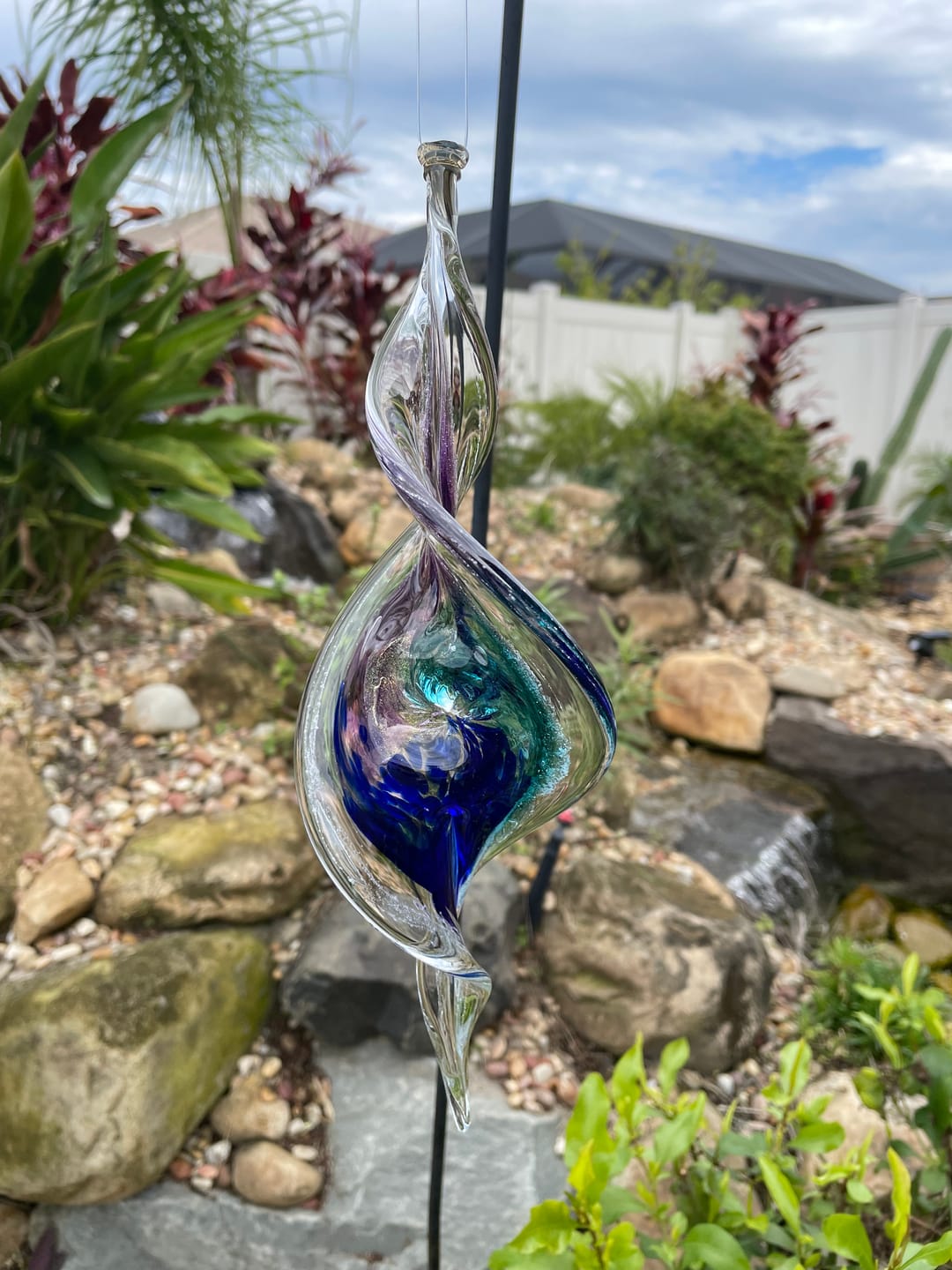 Customer photo review of Dichroic Spinner Suncatcher with Infused Cremains