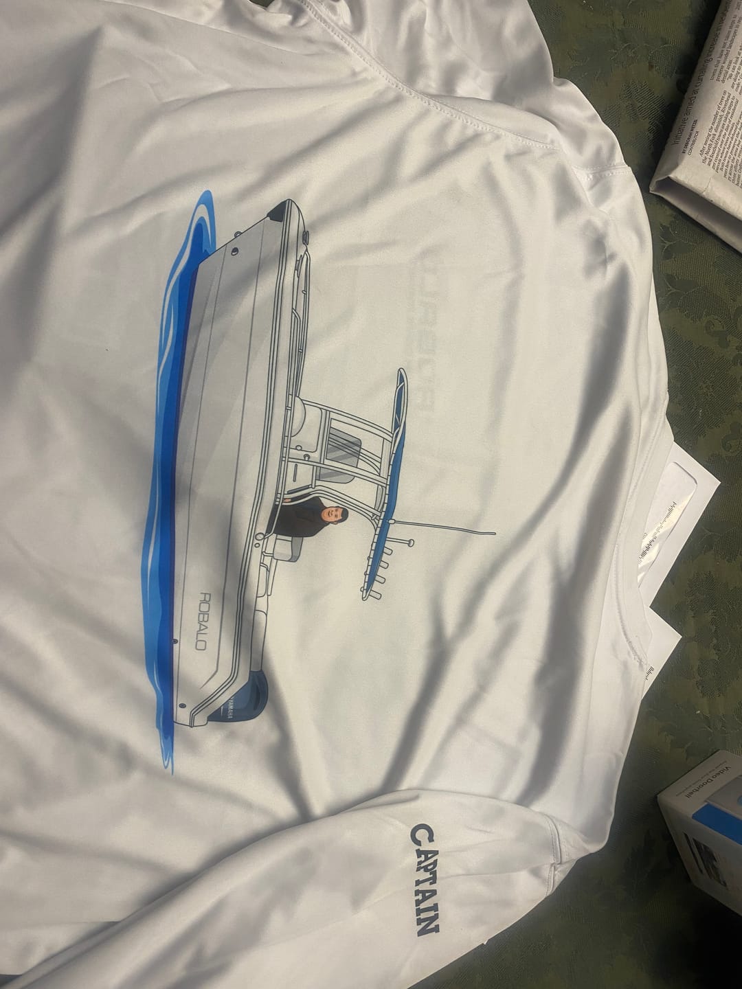 Customer photo review of Mens Captain & Crew Drifit Custom Boat Shirts - Long Sleeves