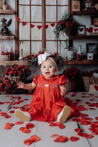 Customer photo review of Heart French Knot Red Pique Dress