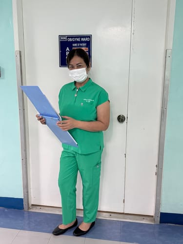 Customer photo review of Zip-Up Polo MoveTech® Scrub Top - Women / Cactus