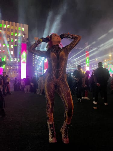 Customer photo review of Exotic Skin Mesh Costume