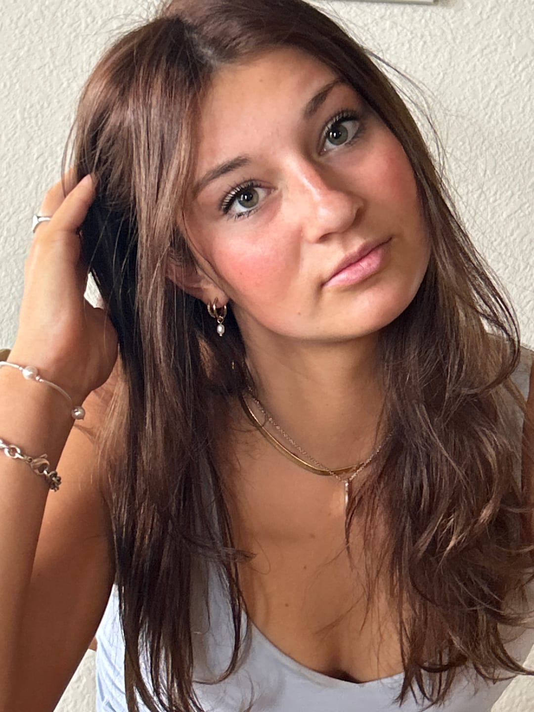 Customer photo review of Freshwater Pearl Bella Hoop Earrings