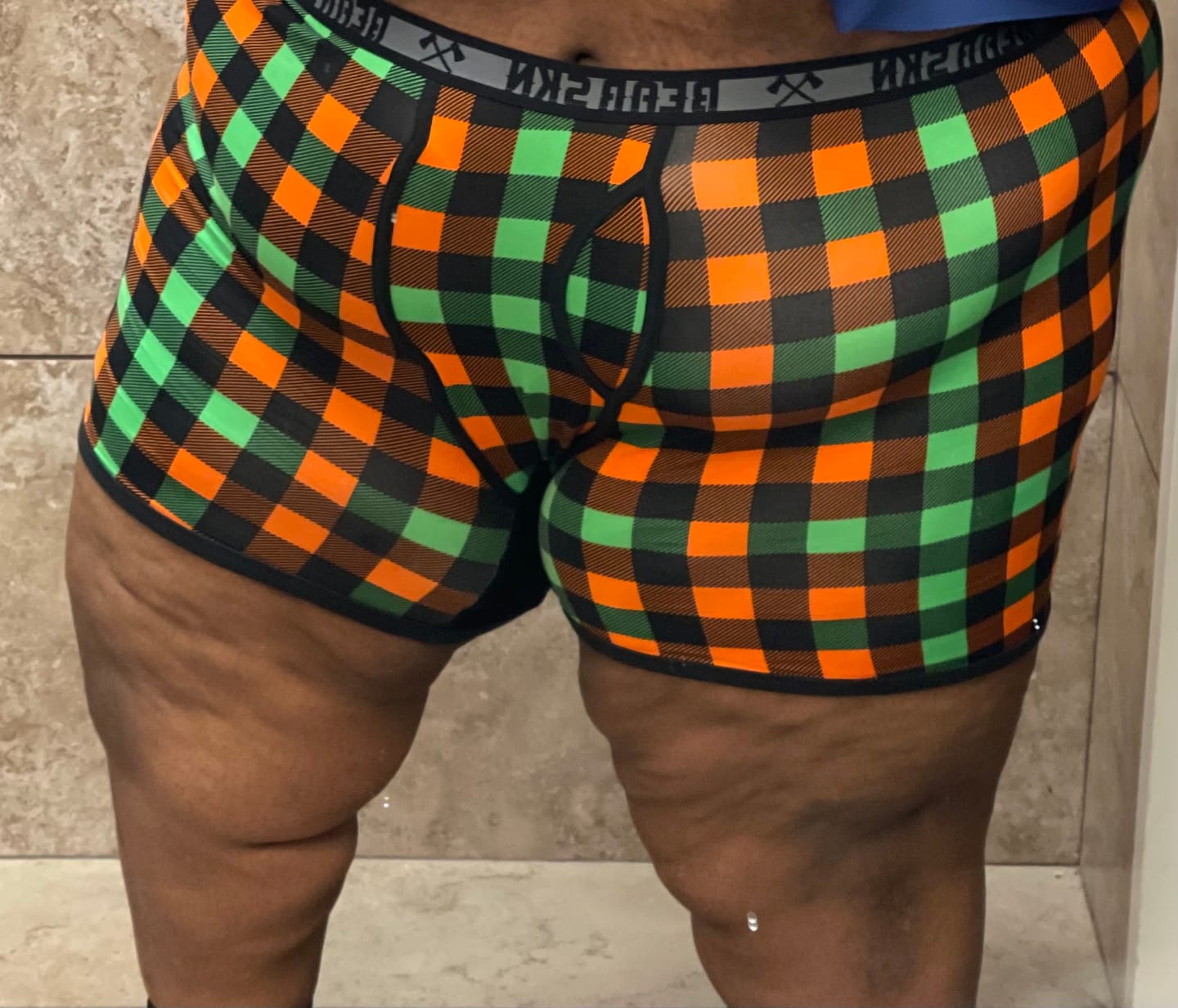 Customer photo review of Long Leg Bamboo Boxer Brief - Orange Grove Brunch Backwoods