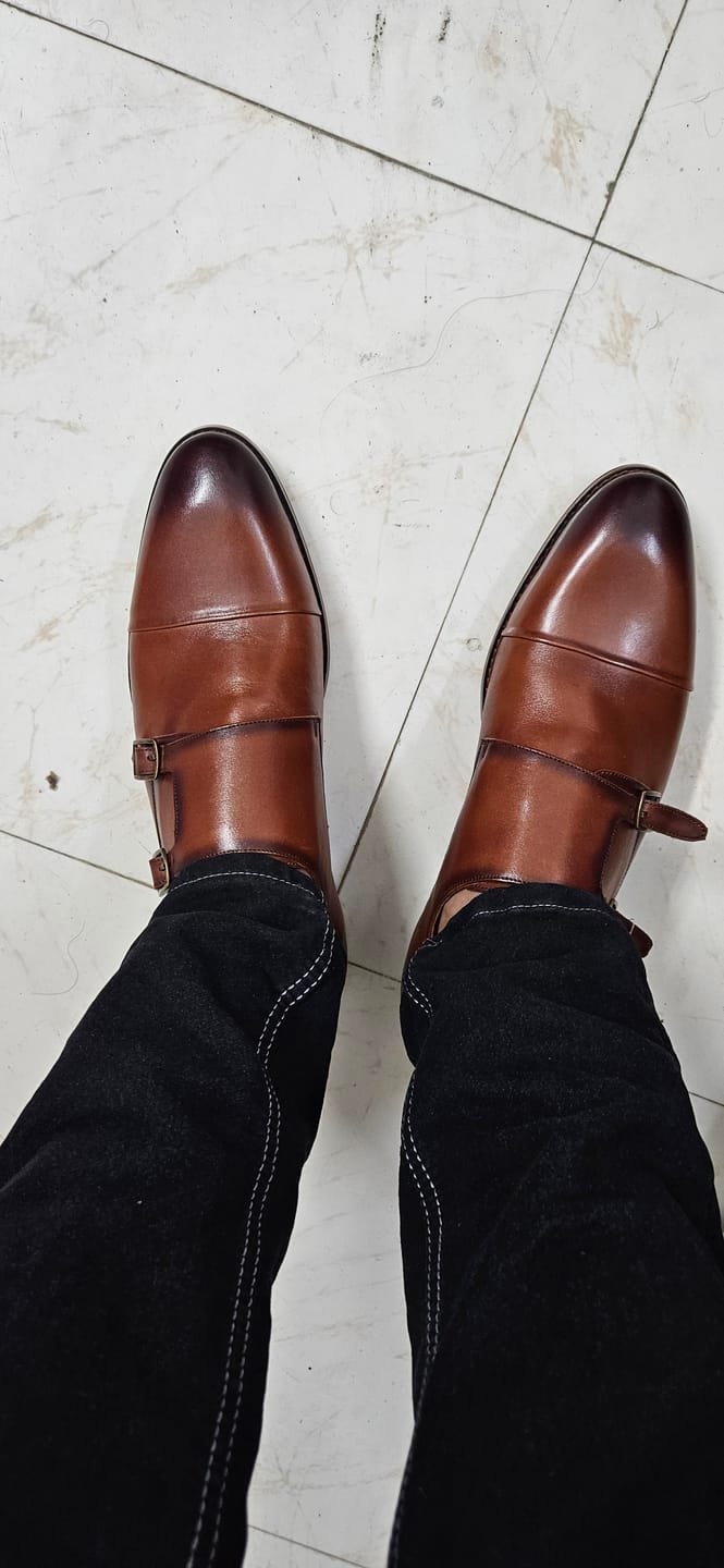 Customer photo review of Double Monk Straps Cap toe - Brown