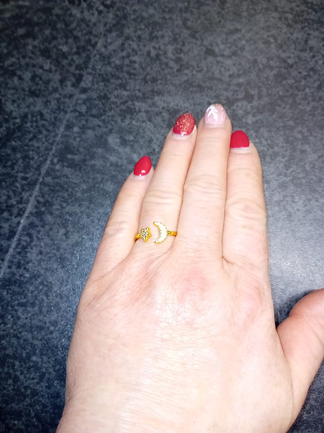 Customer photo review of Luna Moon Ring in Gold
