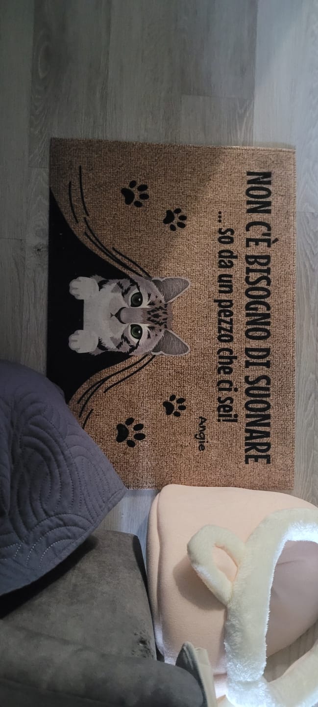Customer photo review of Non c'è bisogno di suonare - Zerbino personalizzato
