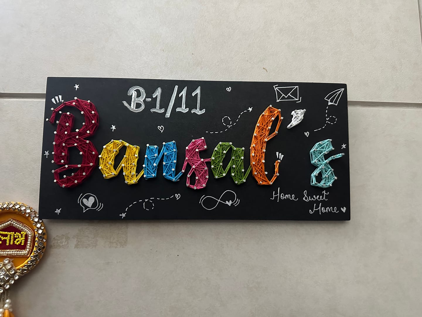 Customer photo review of Artsy- Customised Mini Nameplate String Art