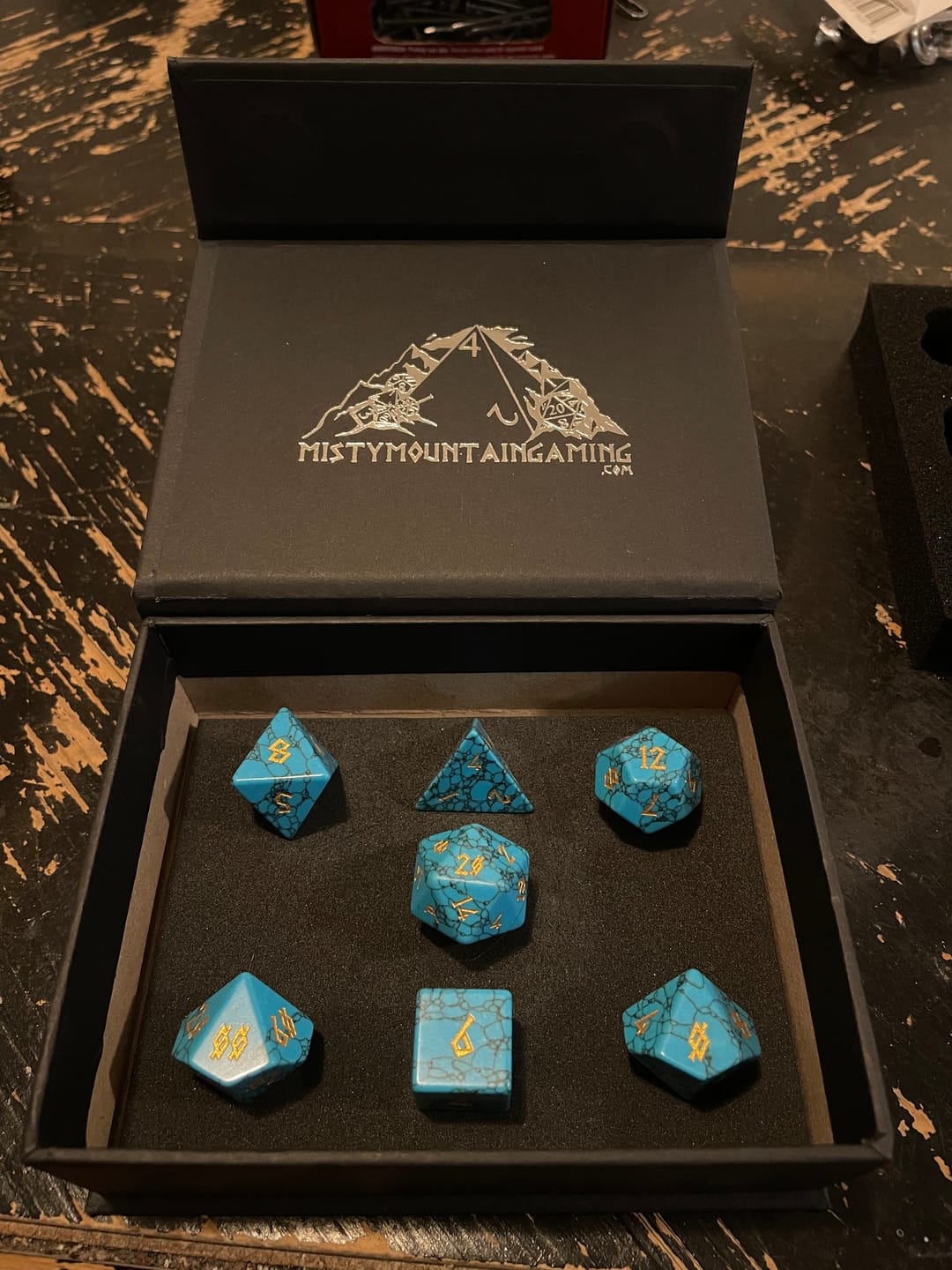 Customer photo review of Blue Turquoise Stone Dice Set