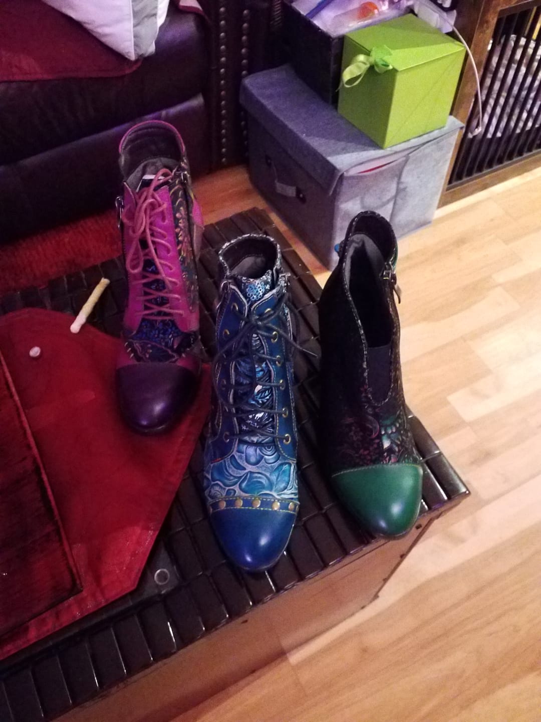 Customer photo review of Retro Handmade Leather Patchwork Ankle Boots