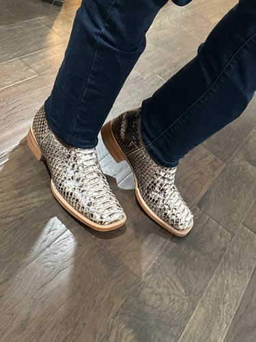 Customer photo review of Natural Python Boots - Brown Uppers