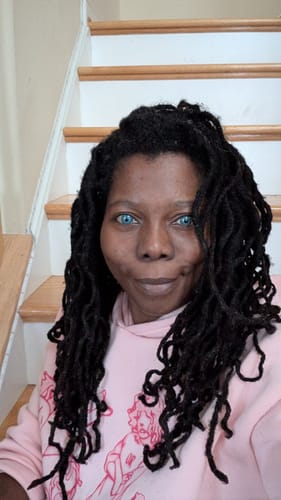Customer photo review of Aine Swan Lake Blue Prescription Colored Contact Lenses